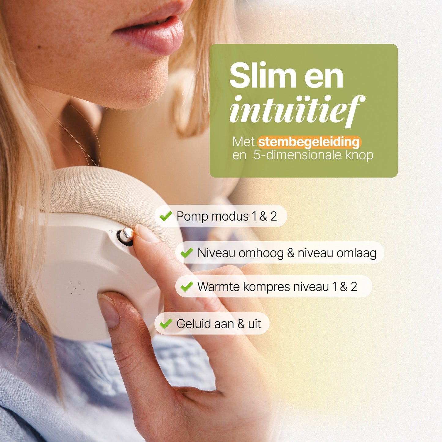 Draadloze Handsfree Borstkolf met Nekband – Stil, Oplaadbaar & BPA-vrij