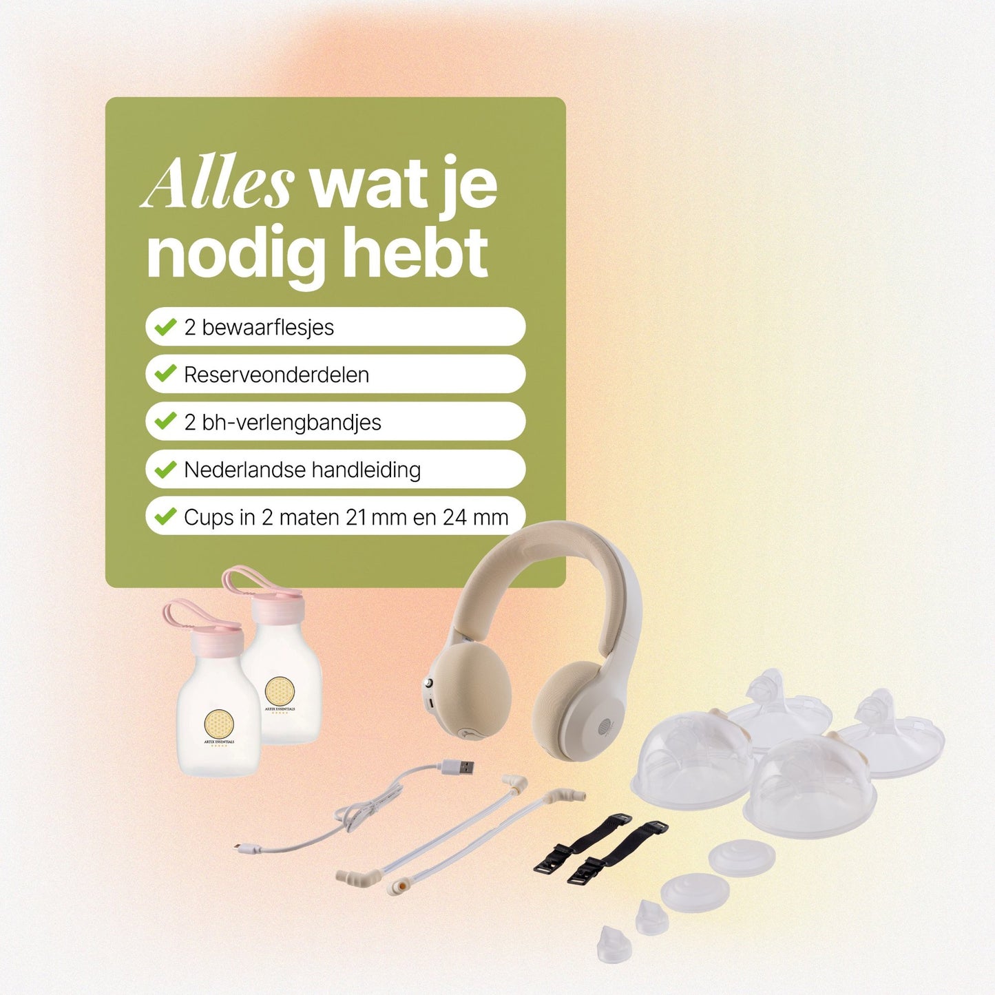 Draadloze Handsfree Borstkolf met Nekband – Stil, Oplaadbaar & BPA-vrij