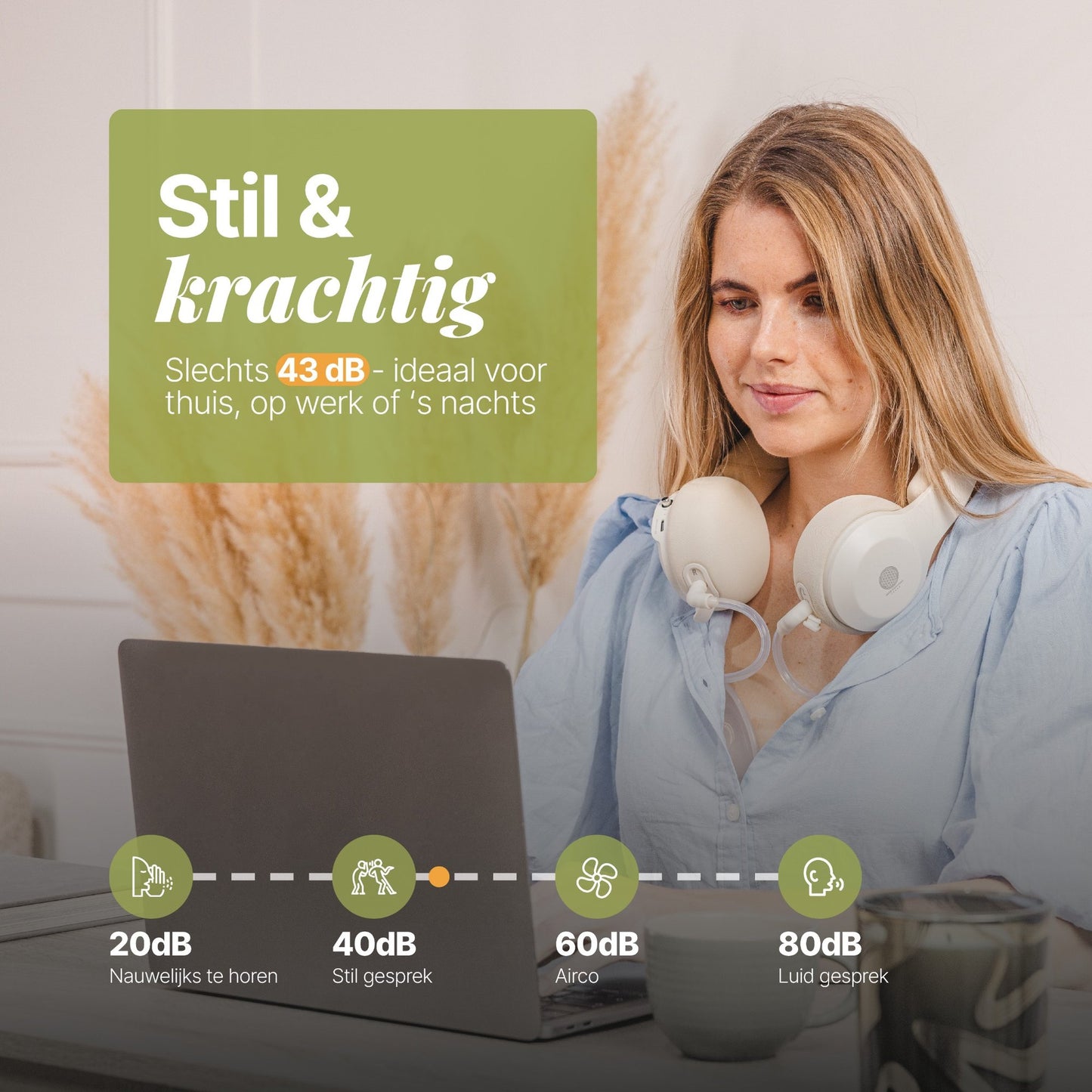 Draadloze Handsfree Borstkolf met Nekband – Stil, Oplaadbaar & BPA-vrij